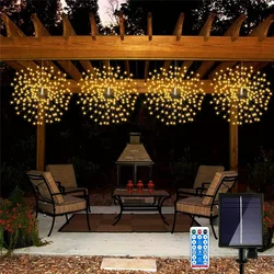 4 Pack Hangende Zonne-Vuurwerklampen 480 Led Starburst Decoratie Verlichting Buiten Waterdichte Eave Tuin Boom Kerstverlichting