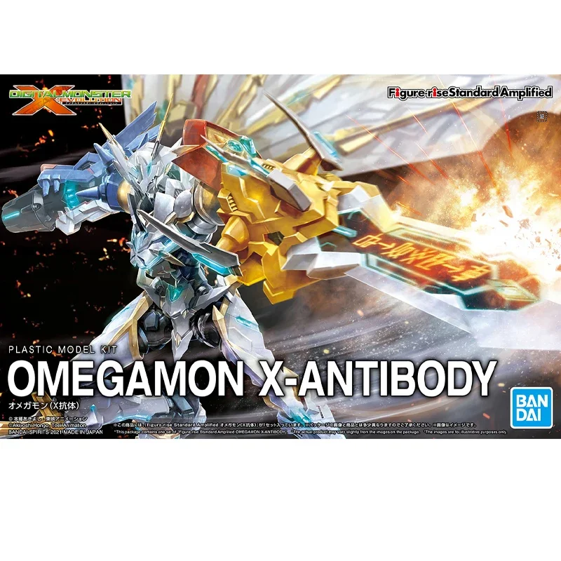 BANDAI ORIGINAL FIGURE-RISE STANDARD AMPLIFIED OMEGAMON X-ANTIBODY Anime Action Figures Toys For Boys GiftCollectible Model