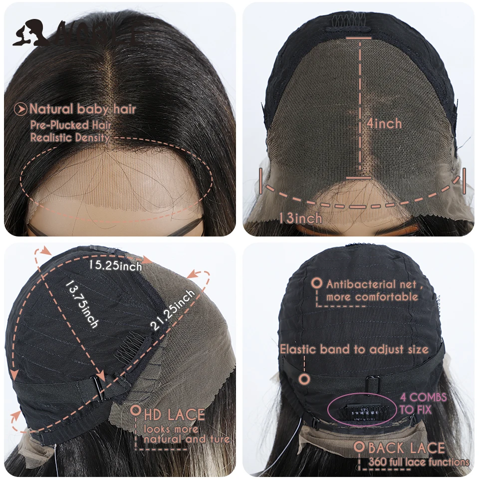 노블 HD 투명 13X4 레이스 스트레이트 가발 합성 레이스 가발 28인치 베이비 헤어 레이스 프론탈 가발 웨이브 레이스 가발 여성용 가발