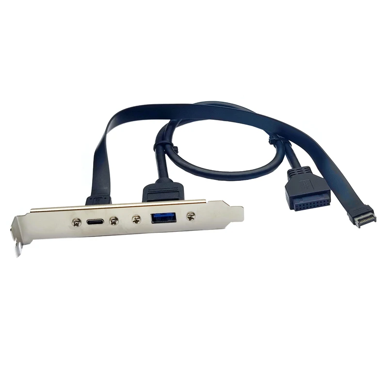 50cm USB 3.2 Front Panel Header 20Gbps USB3.2 Gen2*2 Type C to Type-E 5Gb USB3.0 to 19Pin Connector Extension Cable with Bracket