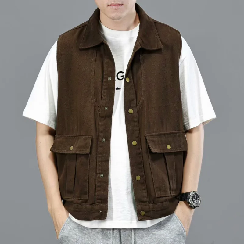 

Loose Fit Outdoor Tactical Jaet Vest Men's American Sle Retro Workwear Vest Spring Autumn High End ex Casual Vest