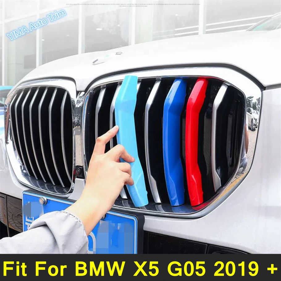 Car Styling Front Center Grill Bar Tricolor Head Bumper Grille Grill Decor Stripes Cover Cover Trim For BMW X5 G05 2019 - 2022