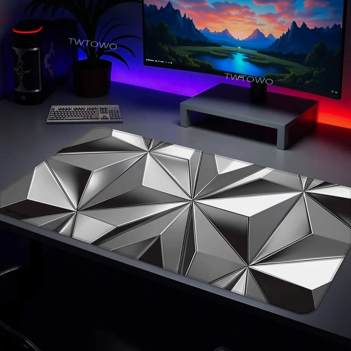 Mouse Pad Gaming Black And Gray Geometry printon demand Large Custom Mousepad XXL Mouse Mat Non-Slip Office Laptop Table Mat