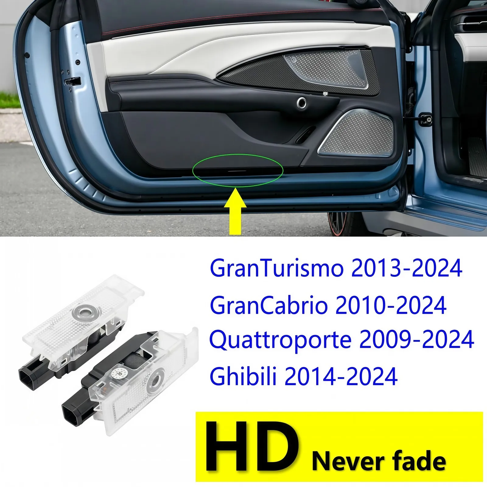HD Led Car Door Projector Laser Welcome Light For Maserati Ghibli Quattroporte GranTurismo GranCabrio 2024 2023 2022 Accessories