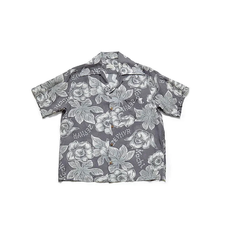 

KAPITAL Hirata Kazuhiro Japanese Retro Casual Loose Letter Flower Print Short-Sleeve Shirt for Men and Women