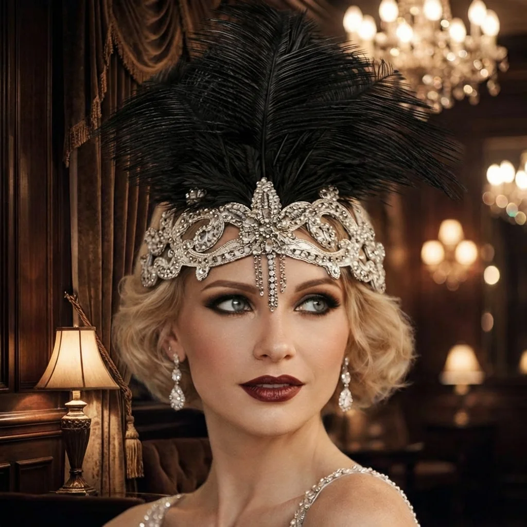 

Новая модная высококачественная портативная повязка для волос с кристаллами и перьями, регулируемая, с бахромой, для женщин