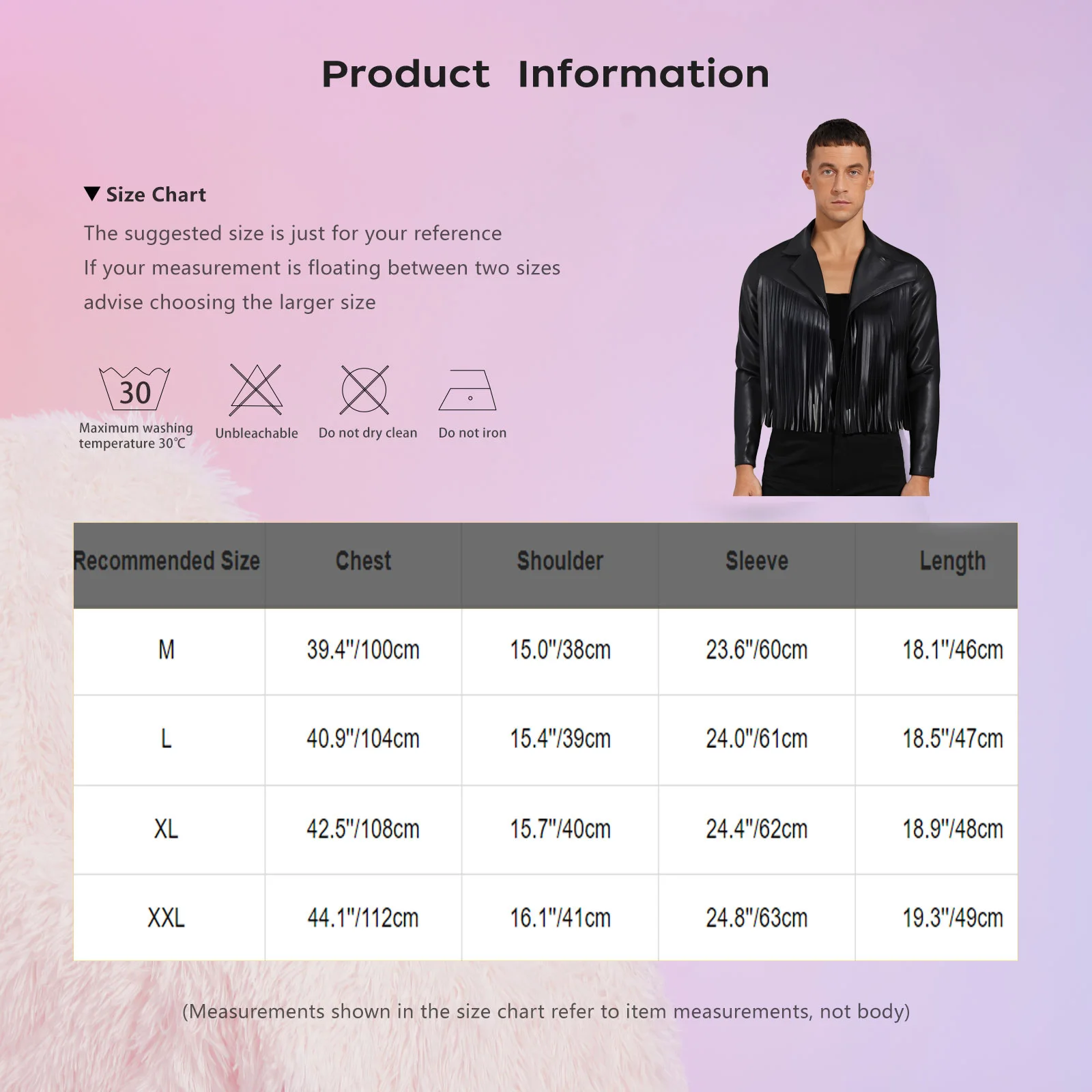 Men Punk Faux Leather Jackets Coat Notch Lapel Long Sleeve Tassel Open Front Cardigan Cowboys Outerwear Jazz Rock Music Festival