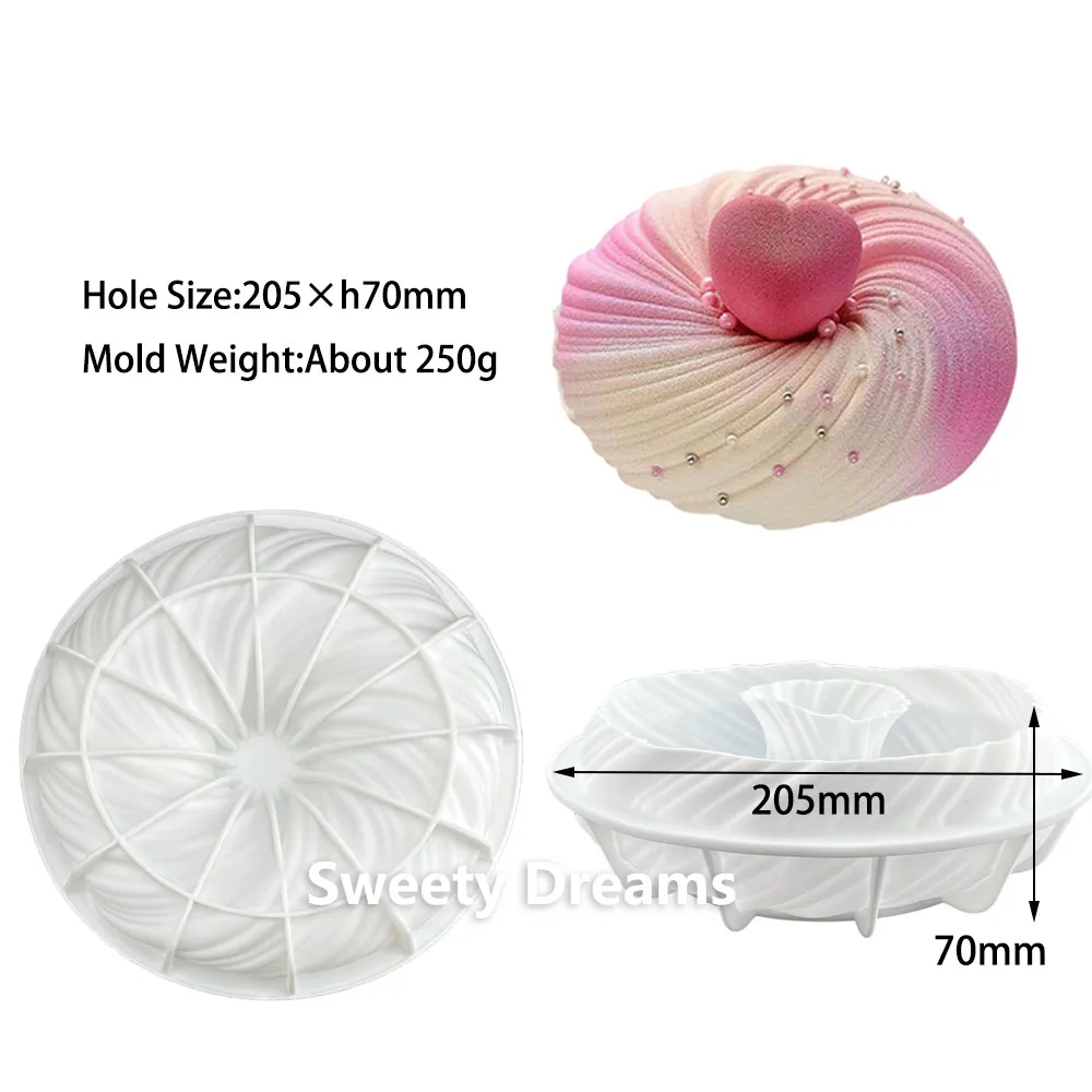 Molde redondo de silicona 3D para pasteles, utensilios para hornear Mousse, postre, pastelería, bandeja, forma de rosa de diamante, dulces