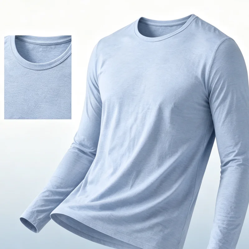 Men Long Sleeve T-Shirt, Cotton Linen Crewneck Shirt, Solid Color Easy Matching Breathable Base Layer Shirt for Daily Wear Work