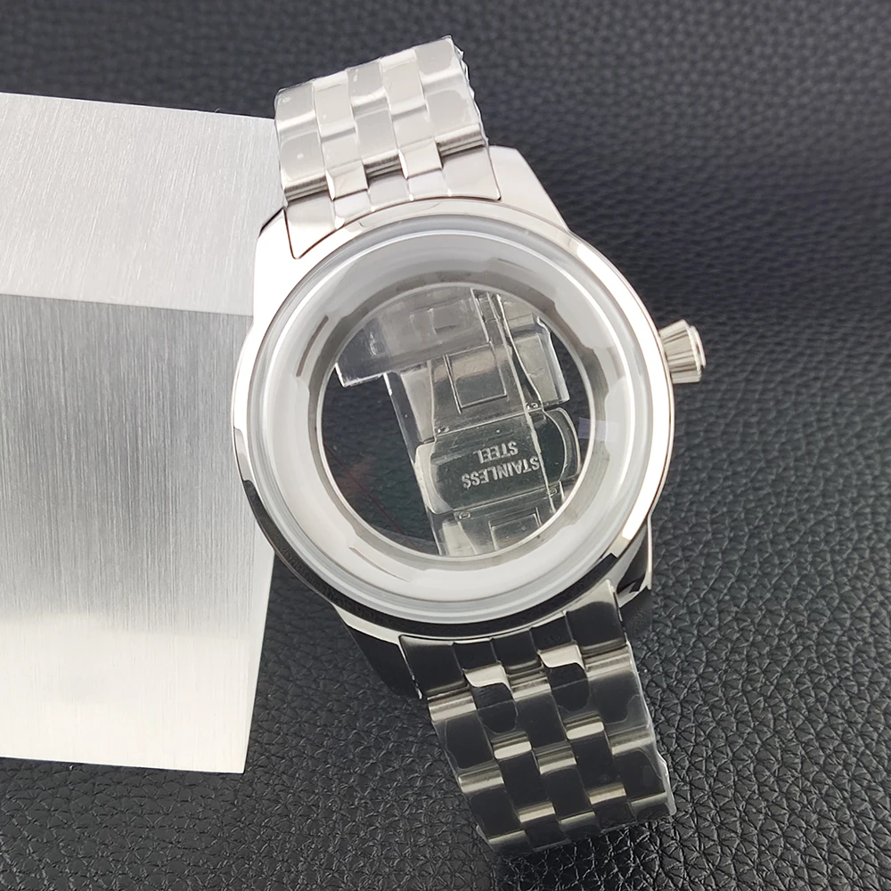 

Корпус часов 40 мм Корпус nh35 Коктейльный корпус из твердой нержавеющей стали Минеральное стекло подходит для циферблата 35 мм для механизмов NH35/NH36/NH38/NH70