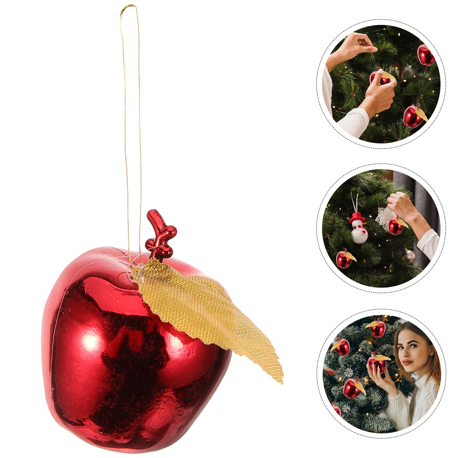 

24pcs Christmas Apple Hanging Ornament 4Cm Simulation Plating Pendant Xmas Tree Decor For Holiday Wedding Party Home Office