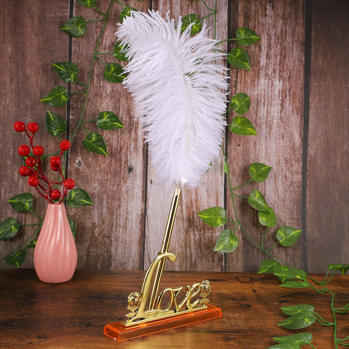 

Wedding Sign Pen in Premium Metal with Romantic English Letter Base Ideal Guest Book Pen for Wedding Engagement Birthday Party