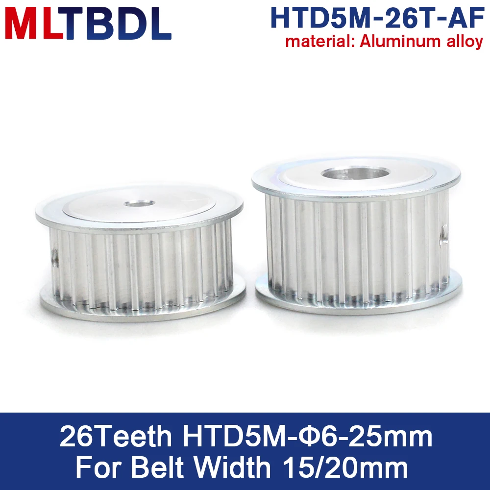 26 Teeth HTD 5M Timing Synchronous Pulley Bore6/6.35/8/10/12/14/15/16/17/19/20/22/24/25mm for Width 15mm 5mm Pitch HTD5M 26T AF