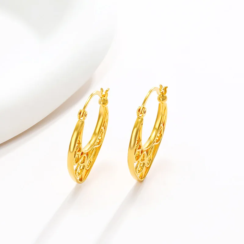 2024 Fashion 24K Gold Plating Earrings Ear Studs For Women Girl Gilding Hollowed out Nobility Earrings Charm Artwork Jewelry