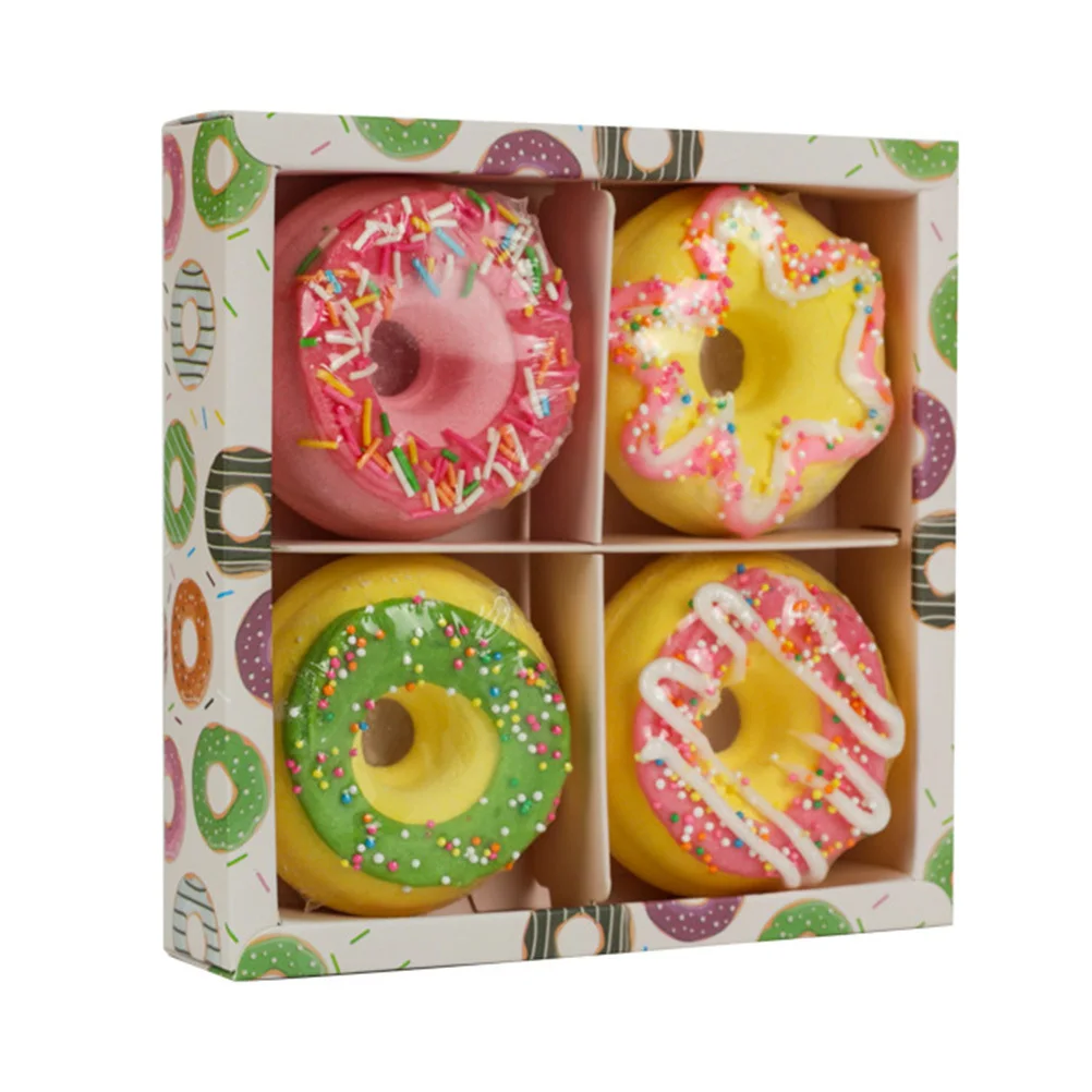 4 palline di sale da bagno a forma di ciambella, spa gorgogliante, per la pelle morbida, per bambini, viaggi, casa, hotel, uso a bolle