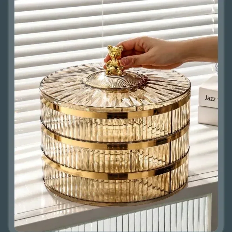 

Multi Layer Transparent Snacks Box Dust-proof Acrylic Dry Fruit Tray Candy Nut Storage Box Modern Living Room Sundries Container