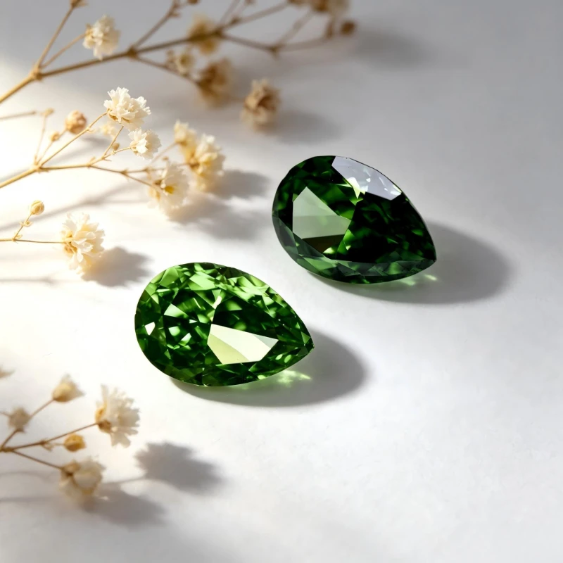 Kubischer Zirkonia Birnenform Künstlicher Zirkon Grüne Farbe 5A+ Qualität CZ 4K-Schliff Crushed Ice Cut Hochkarätiger Diamant – Detail 4