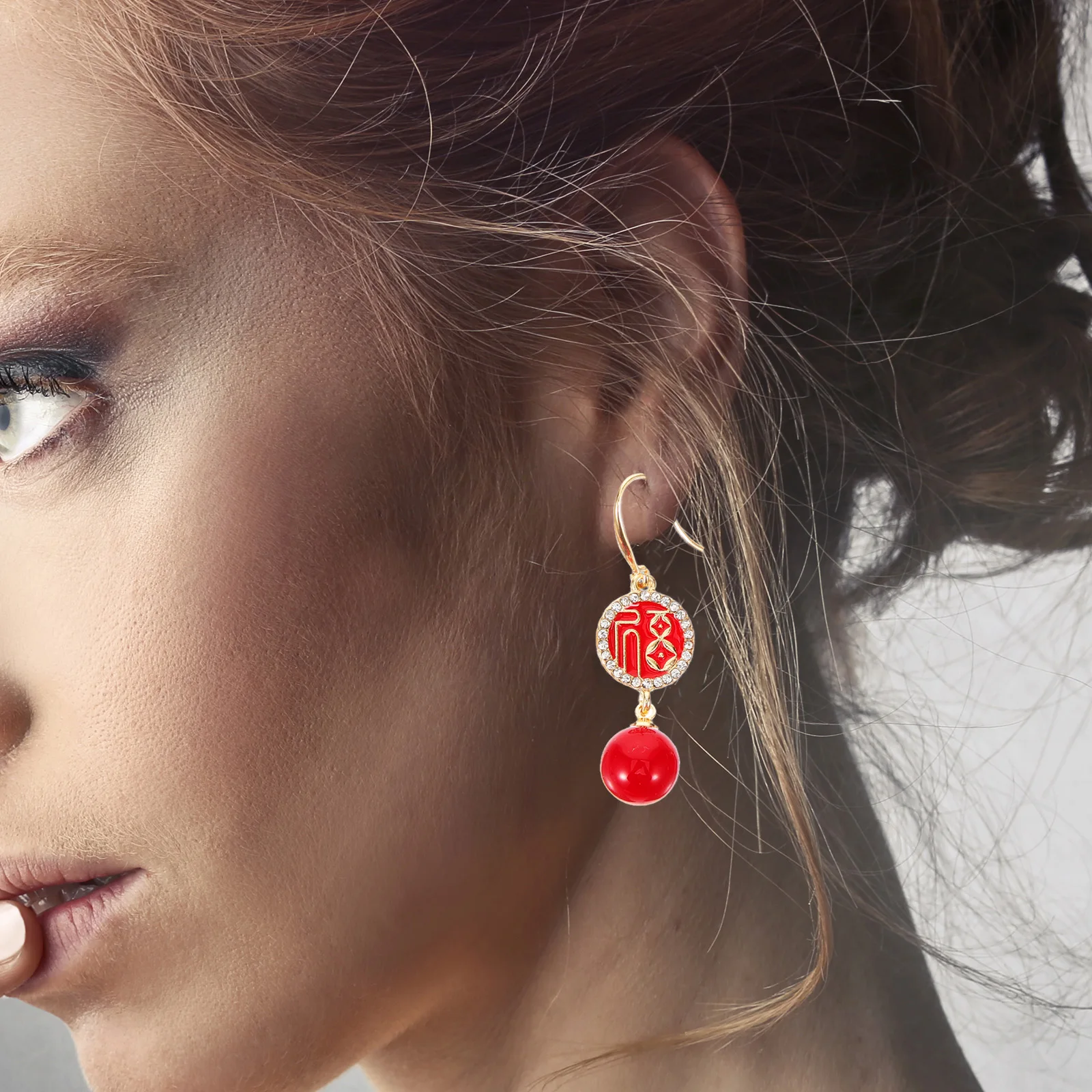 

4 Pairs Style New Year Earrings Red Tassel Dangle Women Alloy Drop Set Holiday Dangle Earrings Gift Ear Jewelry