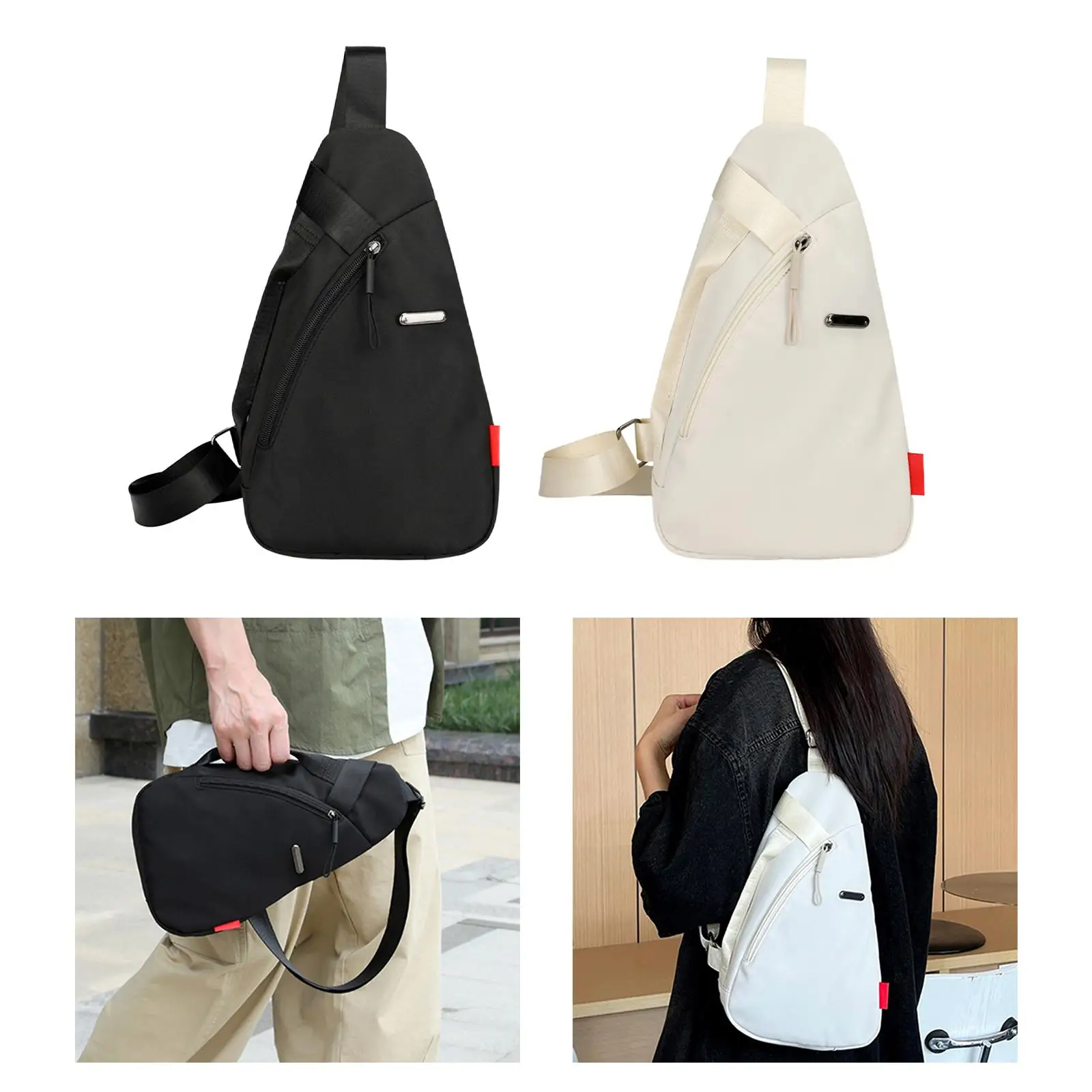 

Sling Bag Portable Zipper Closure Casual Chest Bag Nylon Shoulder Bag Sling Backpack for Walks Leisure Amusement Parks Sports