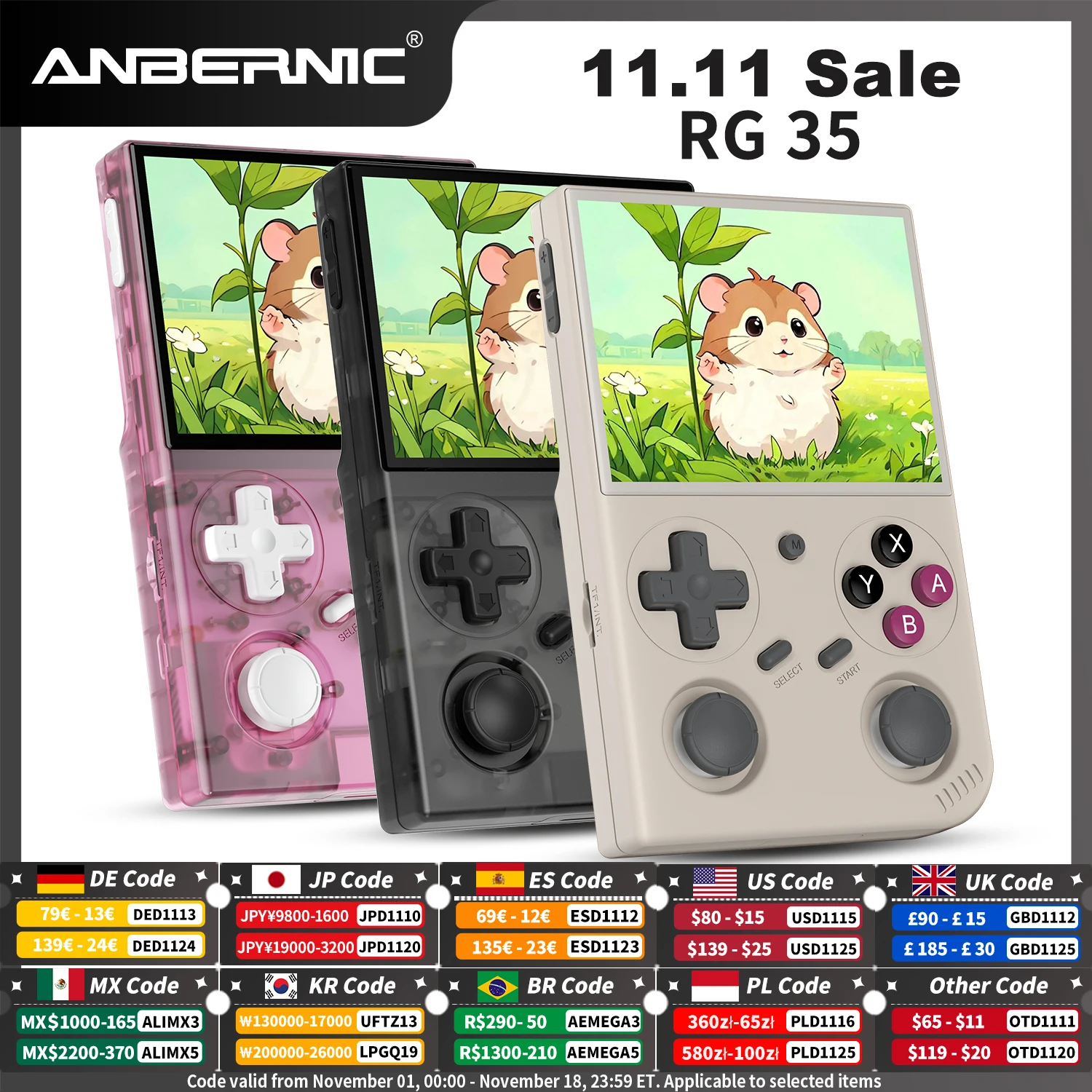 Anbernic RG35 Retro Handheld Game Console 3.5-inch IPS Full Viewing Angle Linux 64-bit 3200mAh Supports Wi-Fi Online Multiplayer