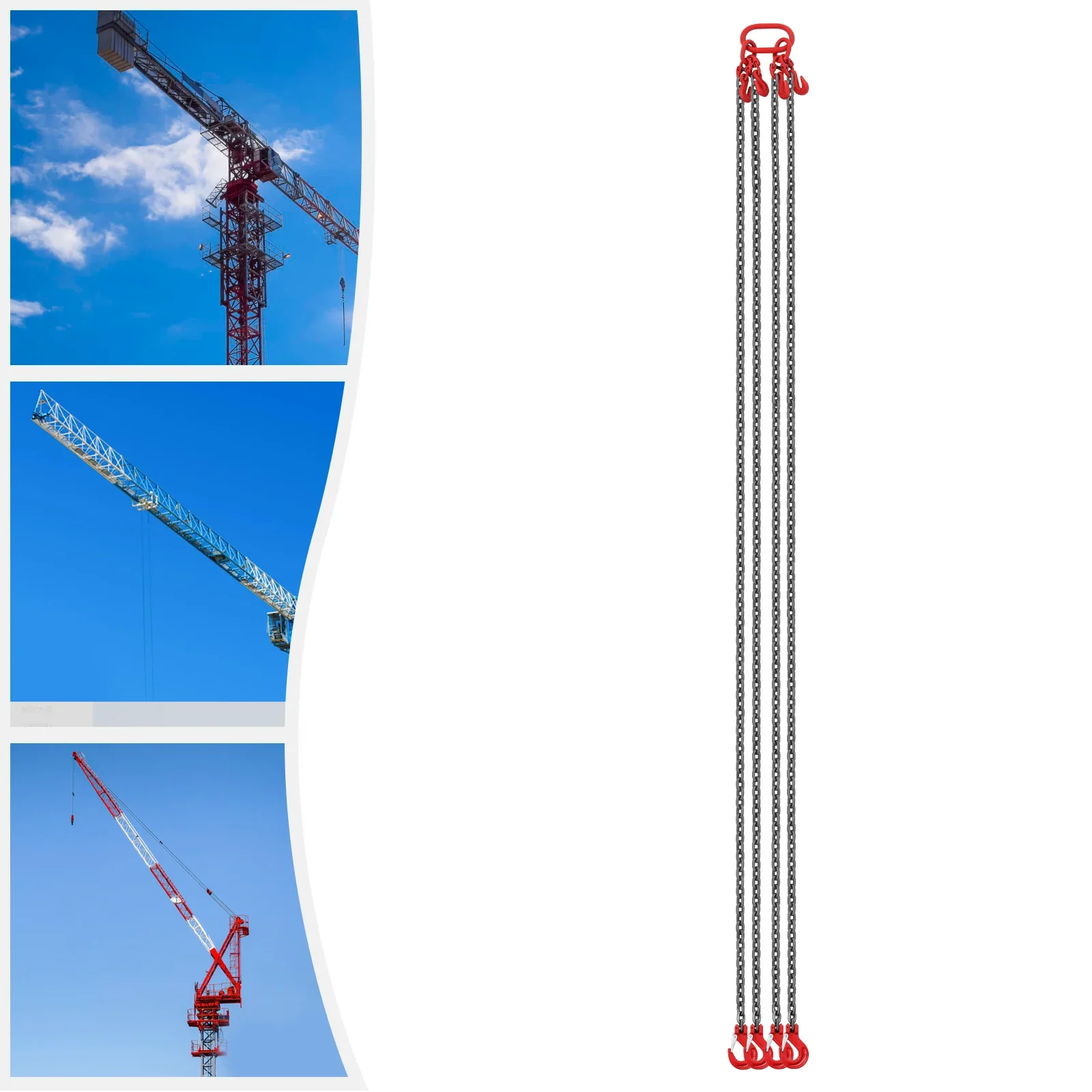

10FT Chain Sling with 4 Large & 4 Small Hooks(10 Ton Lifting Capacity) - Ideal for Heavy Load Handling, Rigging & Industrial Use