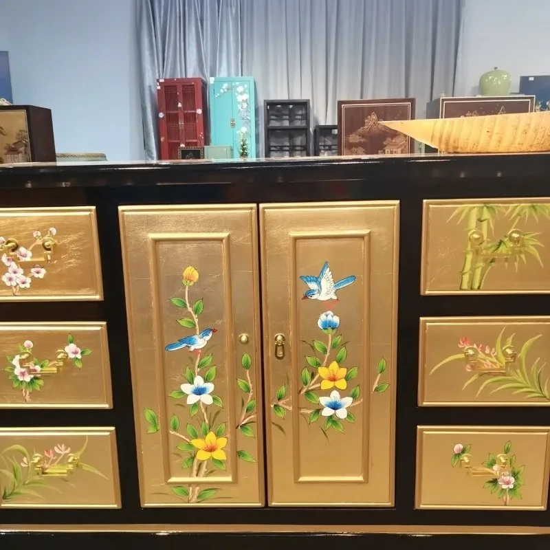 Painted paint six buckets two-door cabinet, storage side cabinet, entrance cabinet