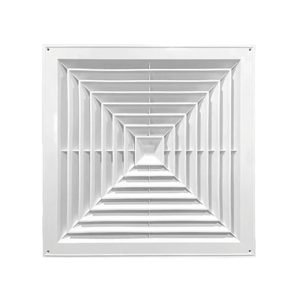 

New Plastic Air Vent Grille With Flaps Square Duct Heating Vents Silent Operation White Exhaust Fan Cover Ceiling Mount