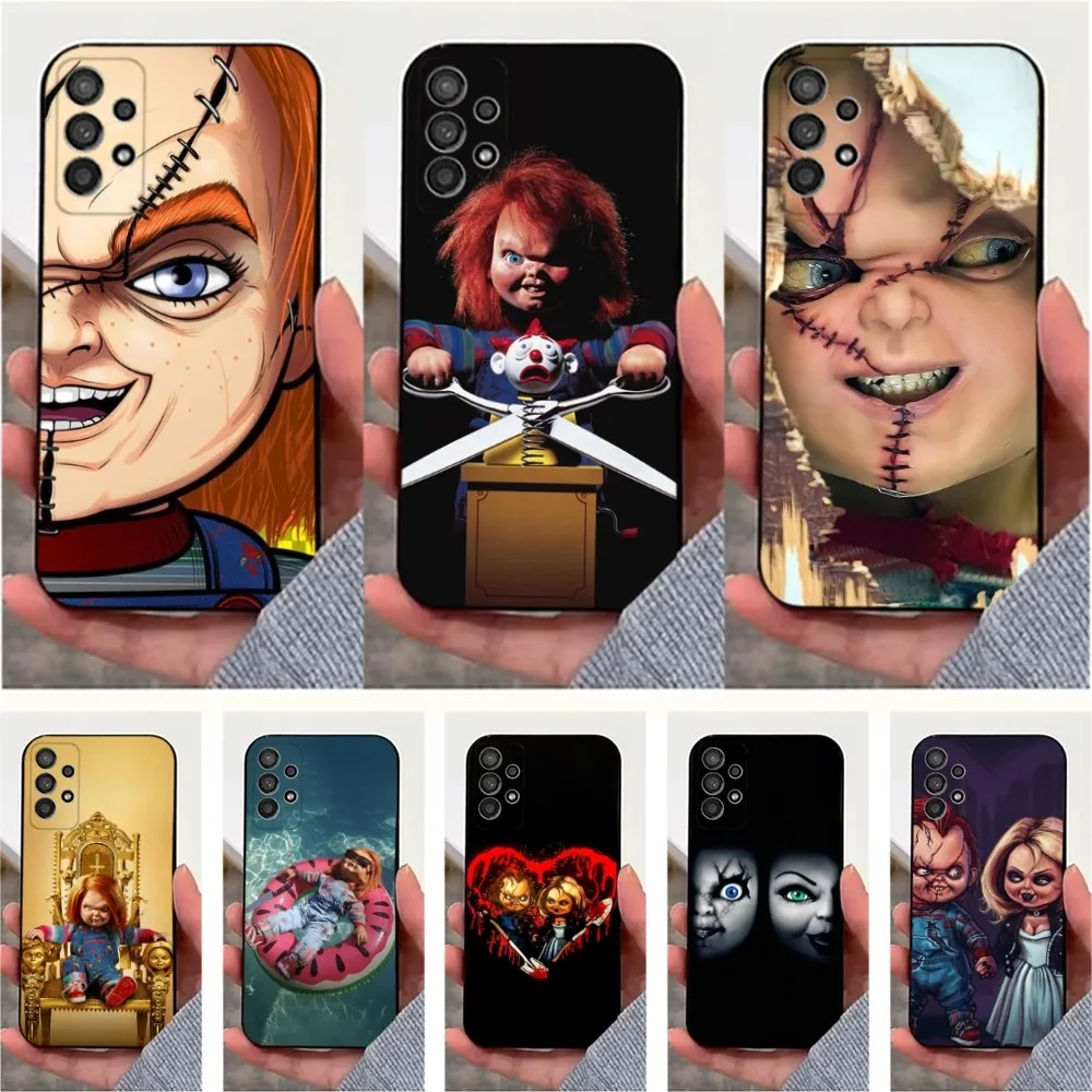 

Cute C-Chucky-S F-Film Phone Case For Samsung S25,S24,S23,S22,S20,S21,S10,Ultra,Plus,Lite,FE,Soft Silicone Black Cover