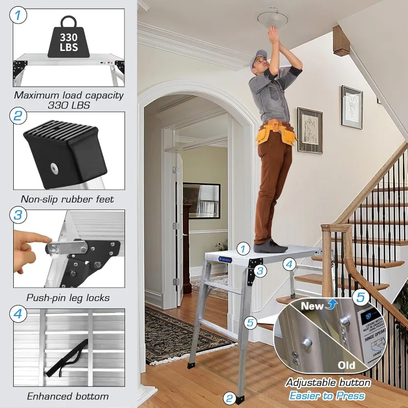 Piattaforma di lavoro regolabile 39,4"×18,5" - Capacità 330 libbre, alluminio