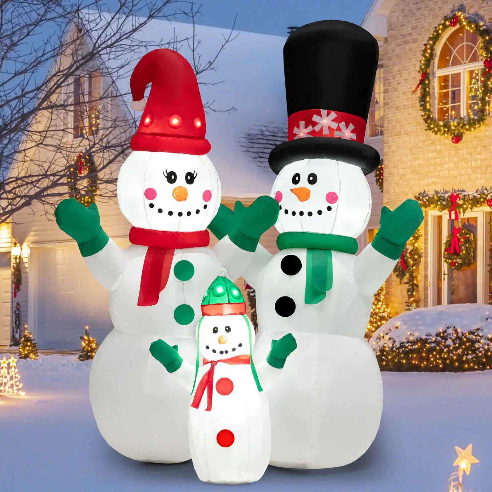 Costway 6FT Inflatable Christmas Snowman Decoration w/ LEDs & Air Blower