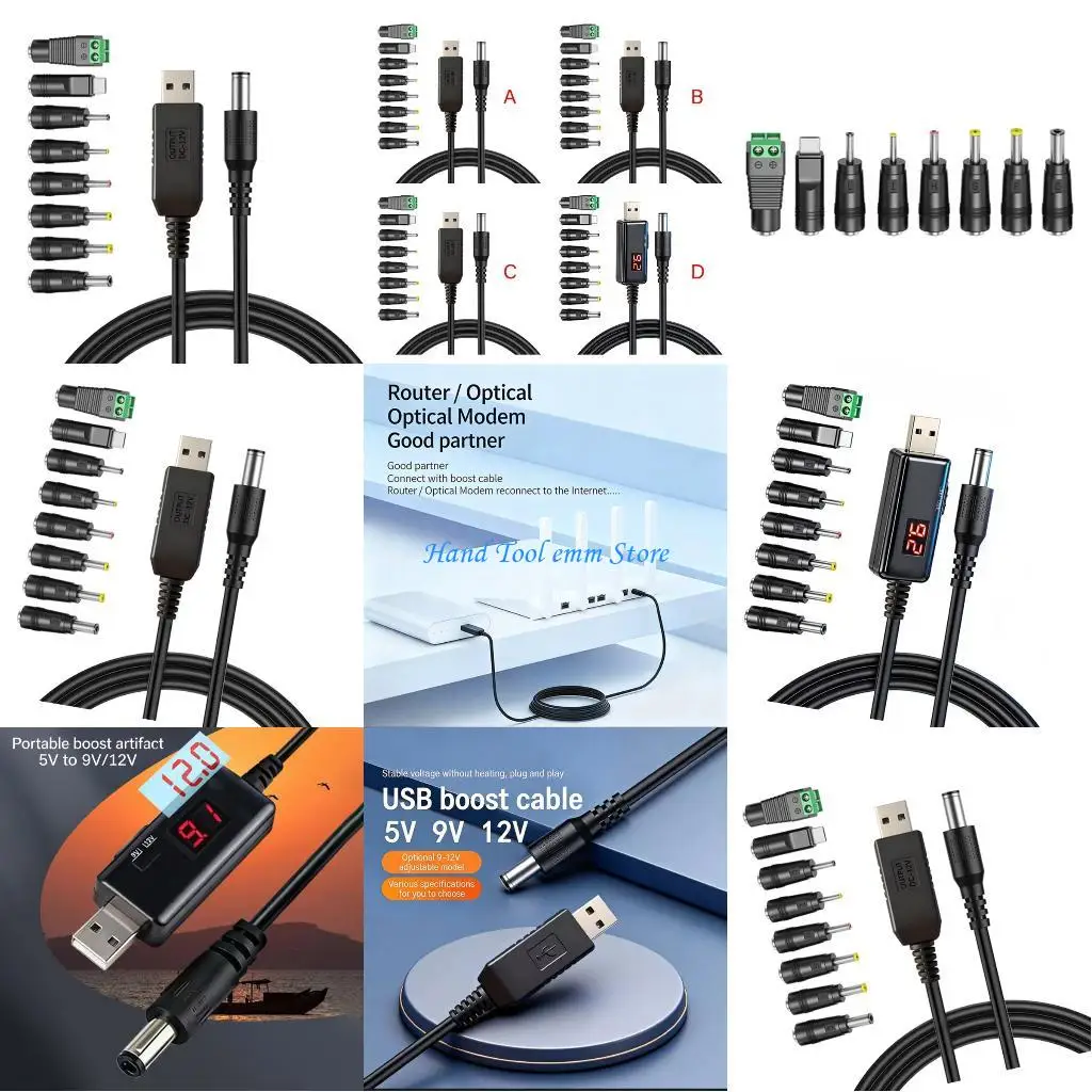 

H37F USB to DC5.5mm 5V/9V/12V Converters Cable with Adapter for Light Small Speakers