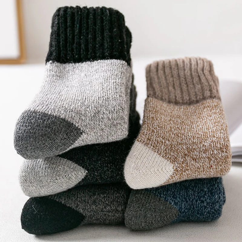 

Winter Men's Thick Warm Wool Socks Harajuku Retro Merino Cashmere Socks High Quality Large Size Casual Long Socks for Men