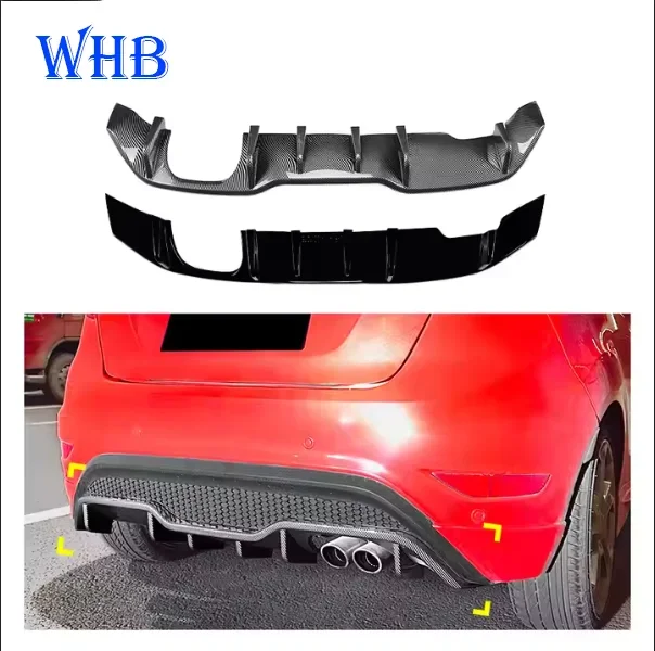 Rear Bumper Diffuser Lip Carbon Fiber Look/Gloss Black Boot Lower Splitter Kit fit for Ford Fiesta ST MK6 Ford B-Max B232 08-17