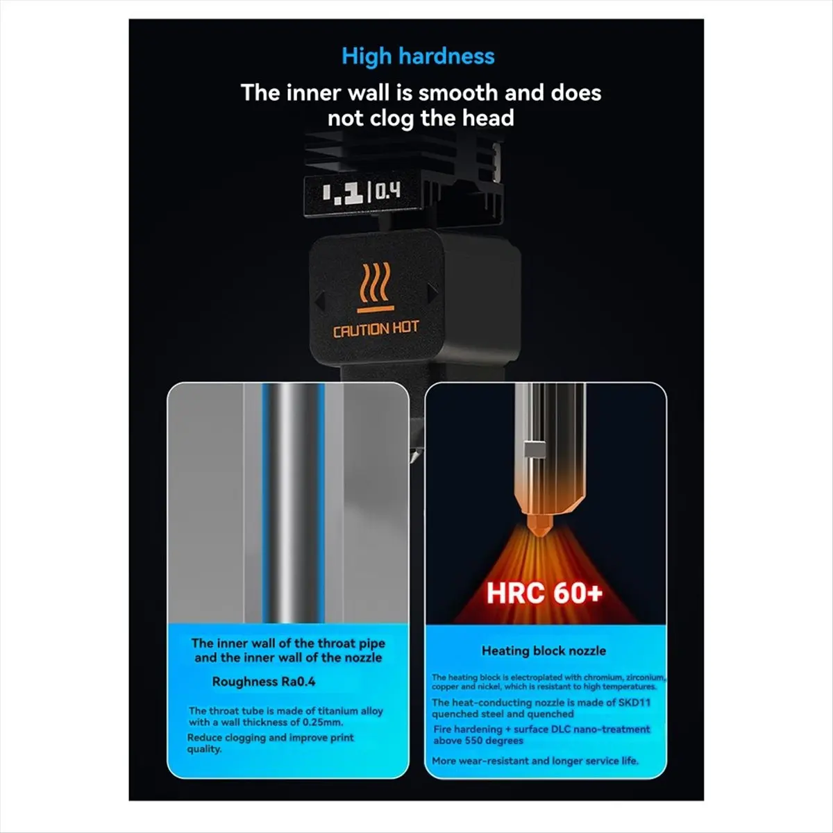 Welcome Deal-For H2D Hotend Kit Quick Swap Design 0.6mm Nozzles for A1 Series 3D Printer Accessories