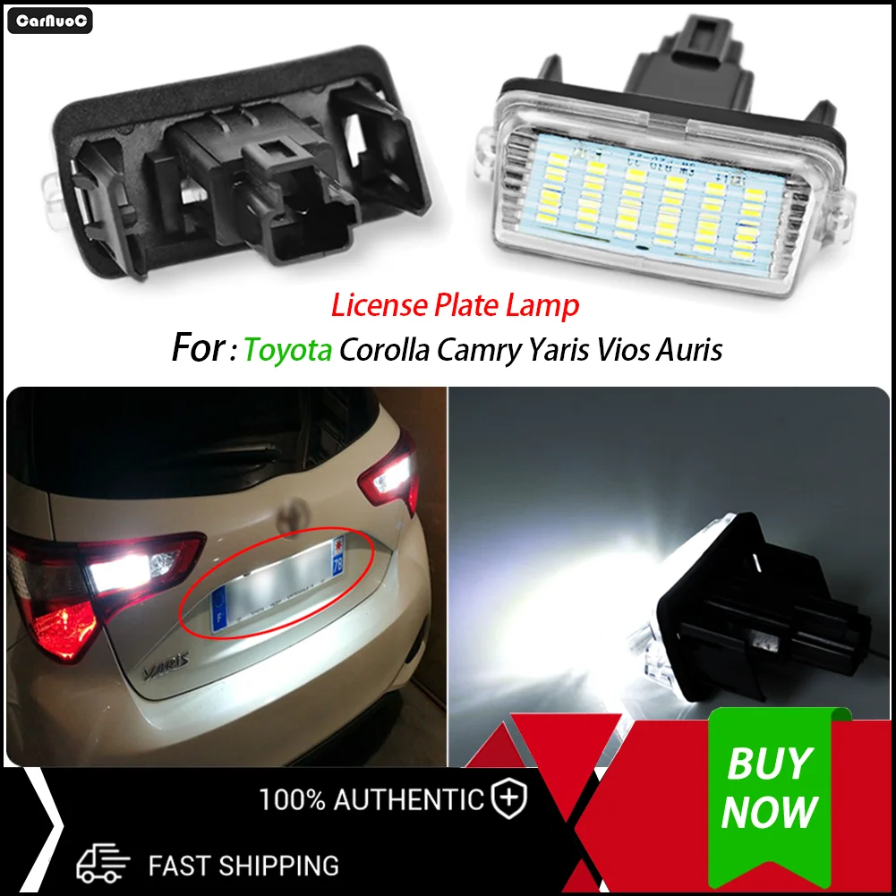 

For Toyota Corolla Camry Yaris Vios Auris 2Pcs Ultra Bright LED License Plate Lights