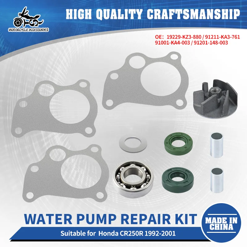 

SJ Motorcycle Accessories Water Pump Rebuild Kit Gaskets Seals BEARING For Honda CR250 CR250R 1992-2001