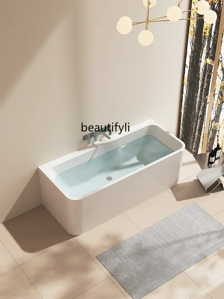 

Bathroom Independent Acrylic Bathtub Household Hotel B & B Adult Small Apartment Integrated Wall-Leaning Type Bathtub