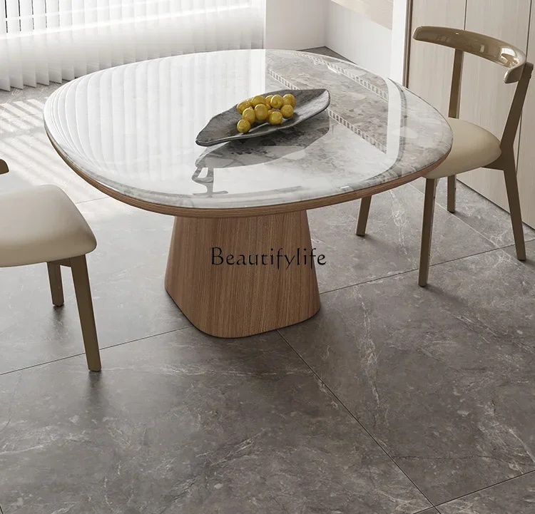 

Marble Silent Style Modern Minimalist Super Crystal Stone round Table Italian Style Eight-Immortal Table