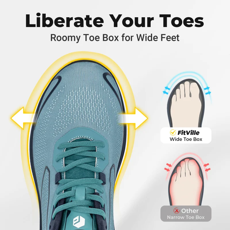 Fitville Walking Shoes For Men Wide Design Sneakers Cushioned Tennis Running Shoe With Arch Support For Plantar Fasciitis Relief