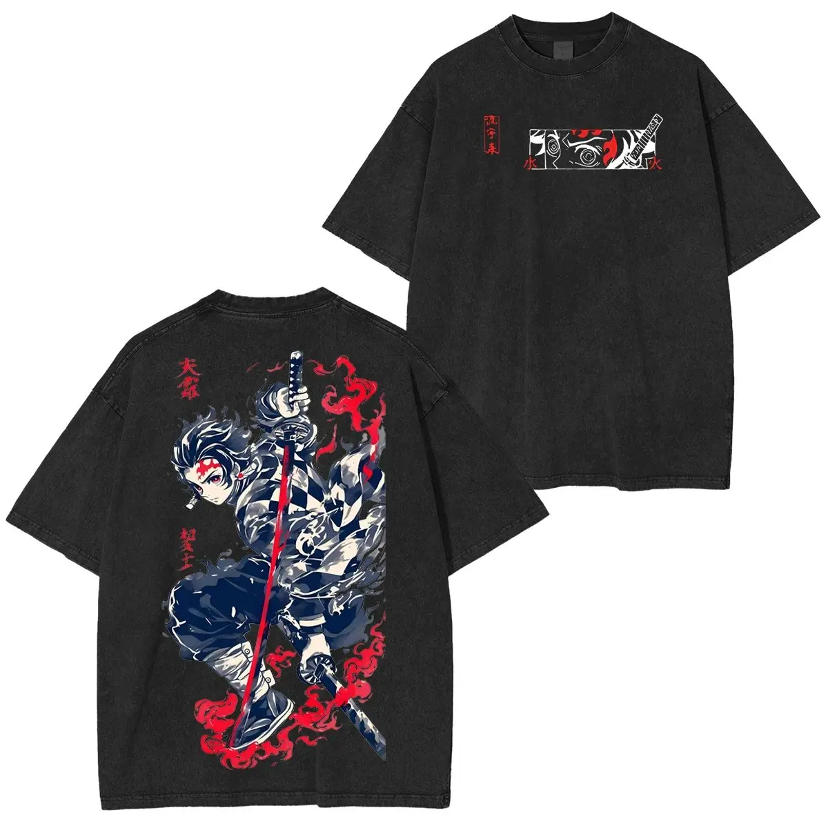 

Demon Slayer Anime Print T Shirt Men Women Vintage Washed Cotton Short Sleeve Tee Streetwear Oversized Casual Tops Y2k Clothes