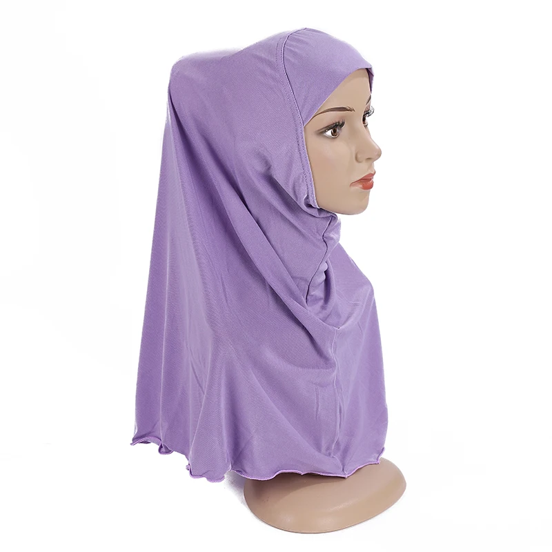 7-12Y Kids Girls Hijab Muslim Instant Scarf One Piece Amira Overhead Headscarf Islamic Wrap Shawls Pull On Ready Made To Wear