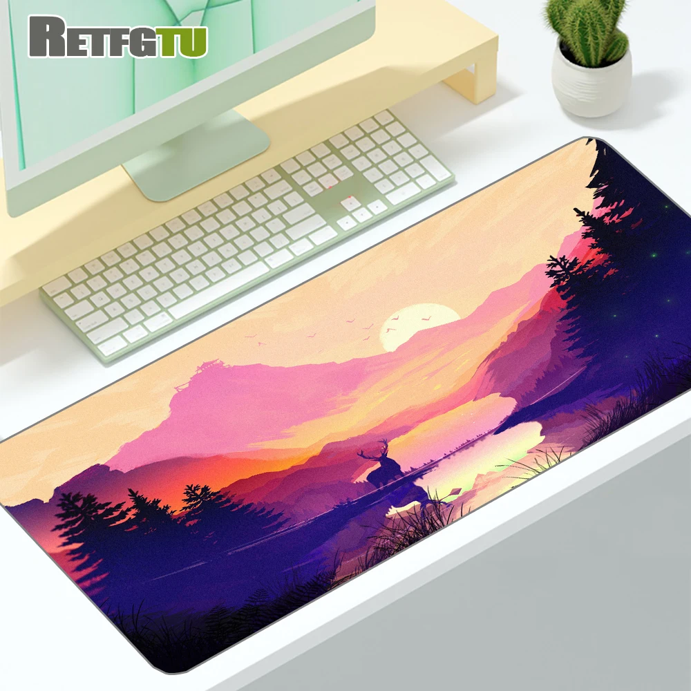 90x40cm mousepad para a floresta profunda firewatch portátil gamer mousepad gaming mouse pad grande bloqueio borda teclado 70x30 cm deak esteira