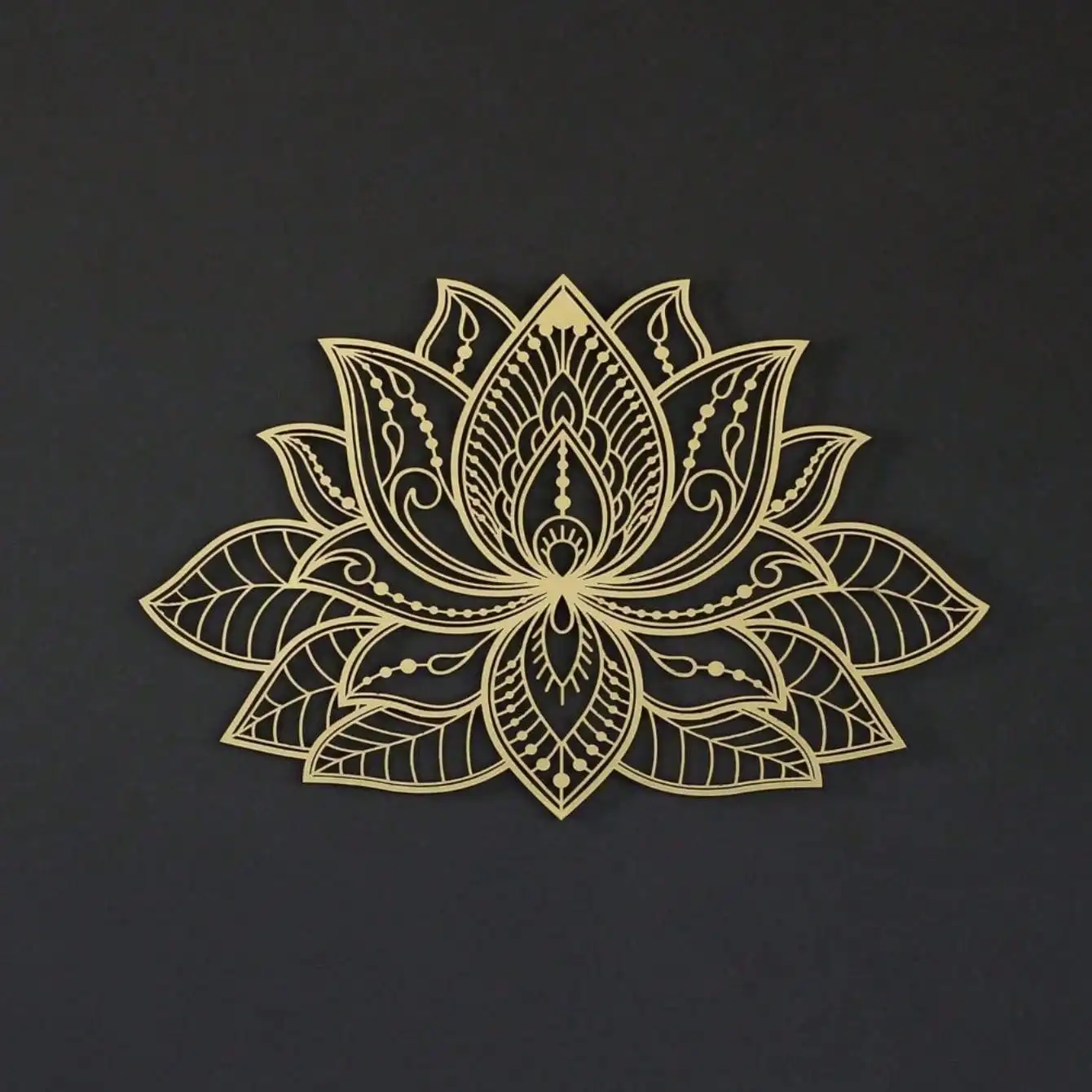 1pc Radiant Lotus Mandala Metal Wall Art, Zen Boho Decor for Home Garden Patio, Spiritual Ornament,