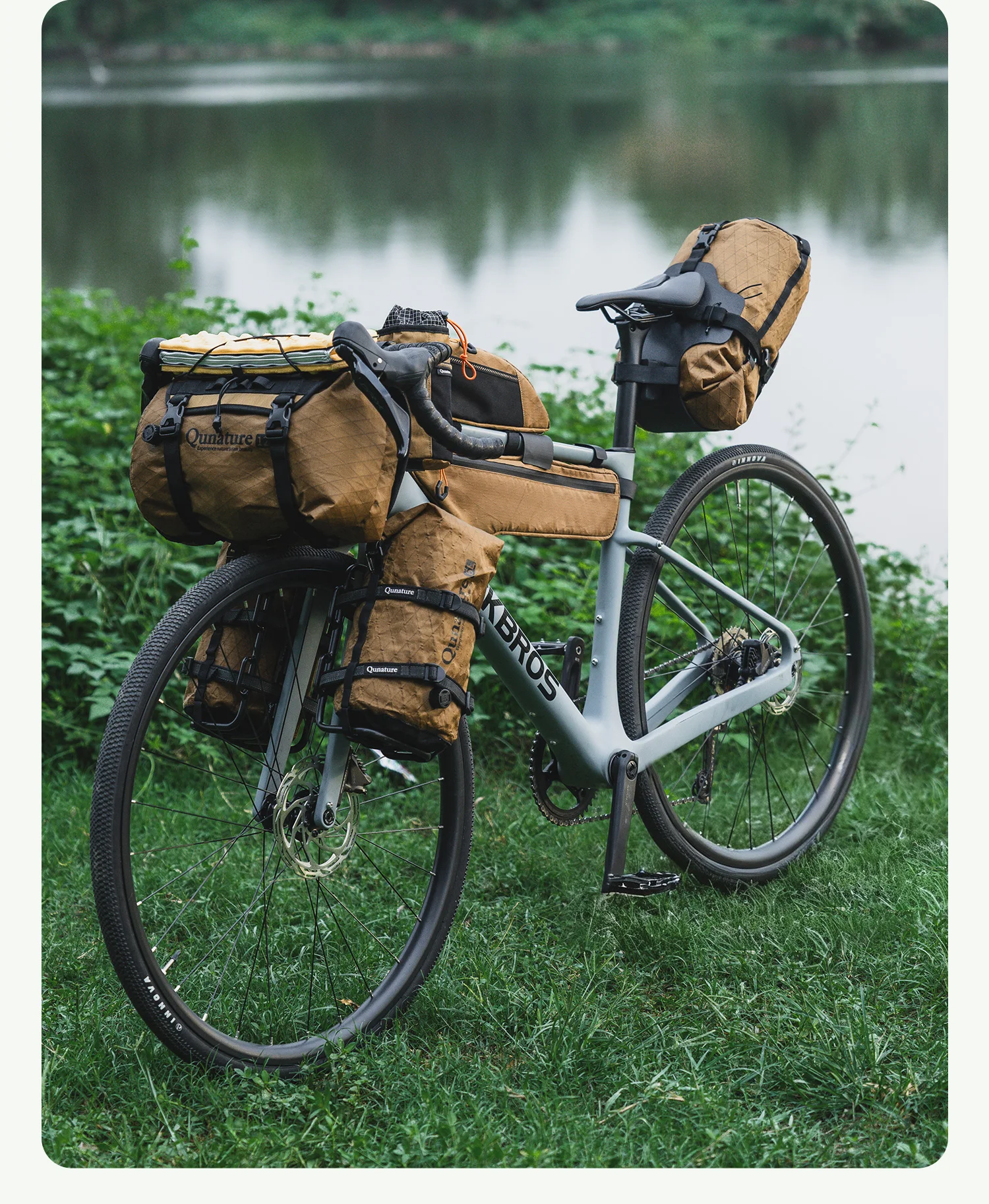 Qunature Bikepacking Packtaschen Wasserdichte Kompressionsbeutel für Rennrad und Mountainbike Leichte Faltbare Touring-Fahrradzubehör – Detail 18