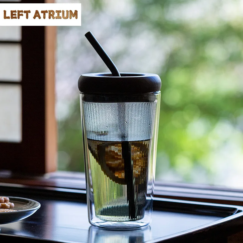 

400ml Japanese Style Glass Cola Mug Water Ice Cold Juice Jug Bubble Teacup Cold Hot Water Jug Hand Warmer Office Water Cup Cha