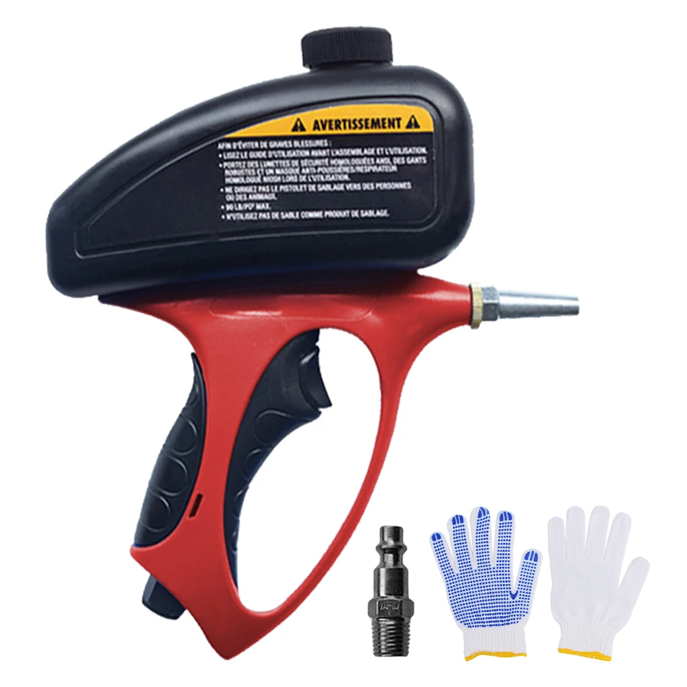 150 PSI Anti-rust Sandblaster with Small Nozzle&Glove Handheld Sand Blasting Machine Gravity Sandblasting Gun Paint/Rust Remover