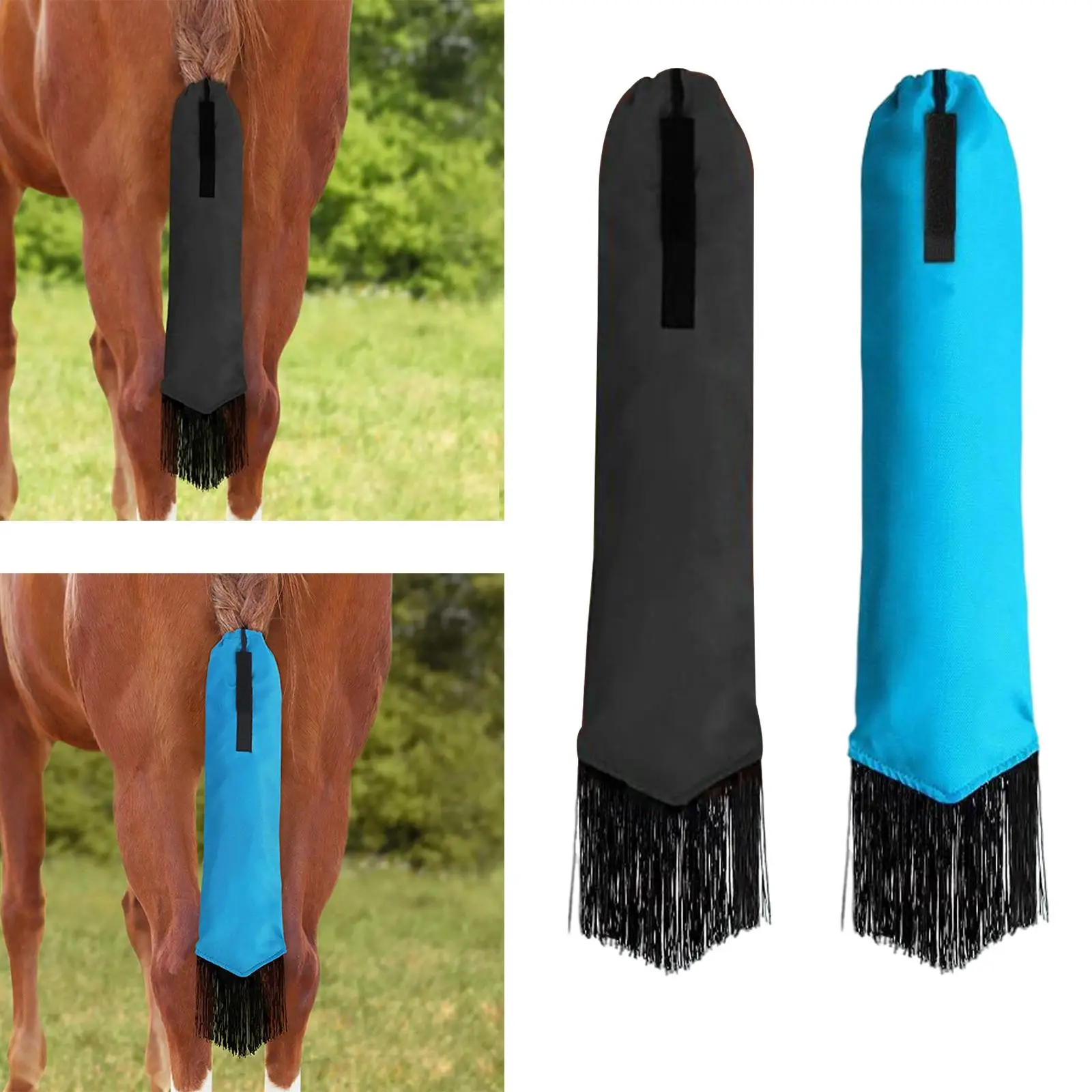 Horse Tail Bag with Fringe Horse Tail Wrap Protector Horse Long Tail Decoration Equestrian Equip Horse Racing Care