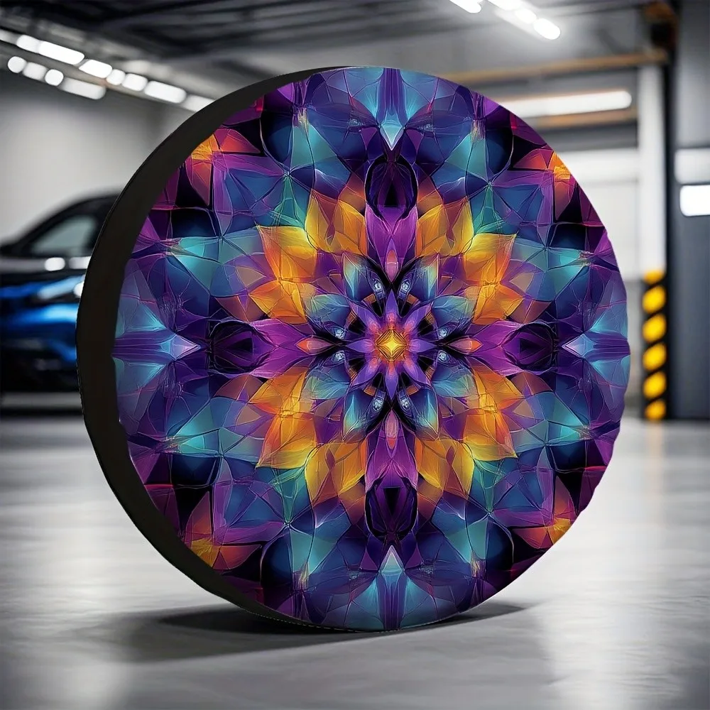 

Surreal Geometric Mandala Tire Cover Polyester Durable Spare Wheel Protector Outdoor Storage Bag
