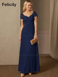 Elegant Mother of the Bride Dresses 2025 A-Line V-neck Chiffon Lace Pleated Sequins Wedding Party Dresses Robes Invitée Mariage