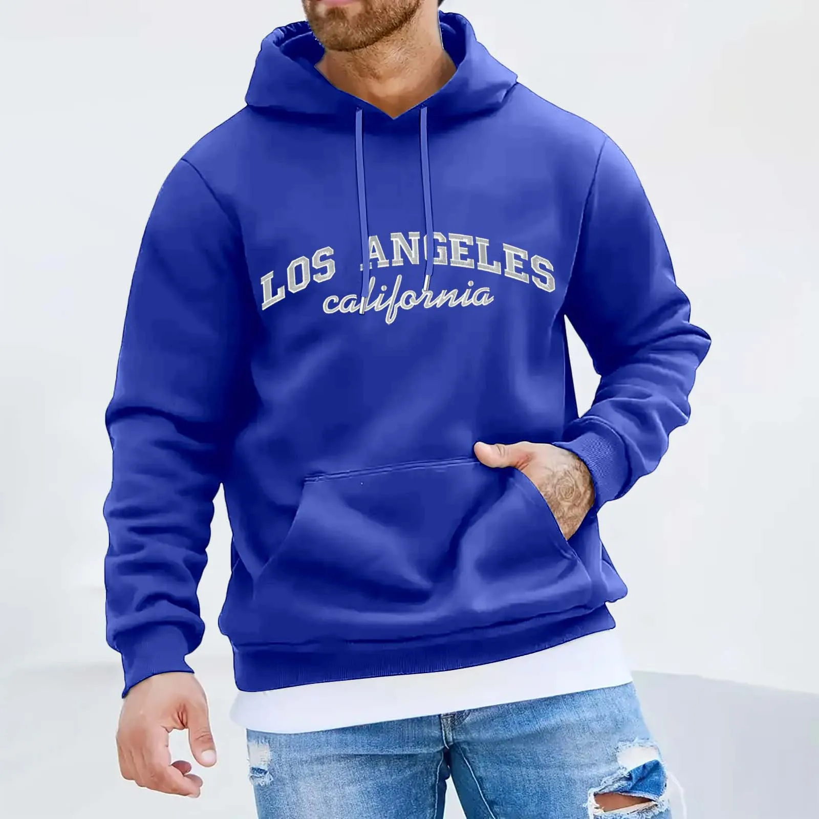 

Men's Fashion Sports City Print Long Sleeve Pullover Hoodie Textured Casual Sweatshirt Zip Hoodie Men